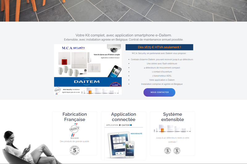 Exemple de boutique en ligne pour systèmes d'alarme